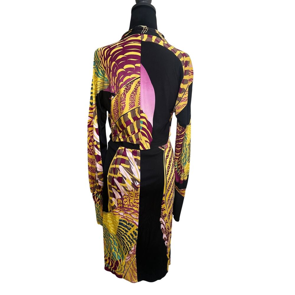 Issa London Silk Dress Womens 10 Black Abstract Print Wrap Midi Designer Luxury - Picture 5 of 9